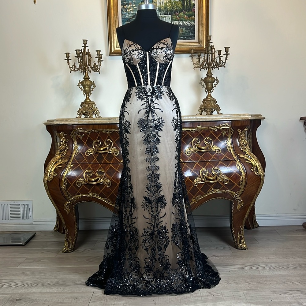 Women’s Formal glitter all over sequins prom evening dress - Picture 3 of 7